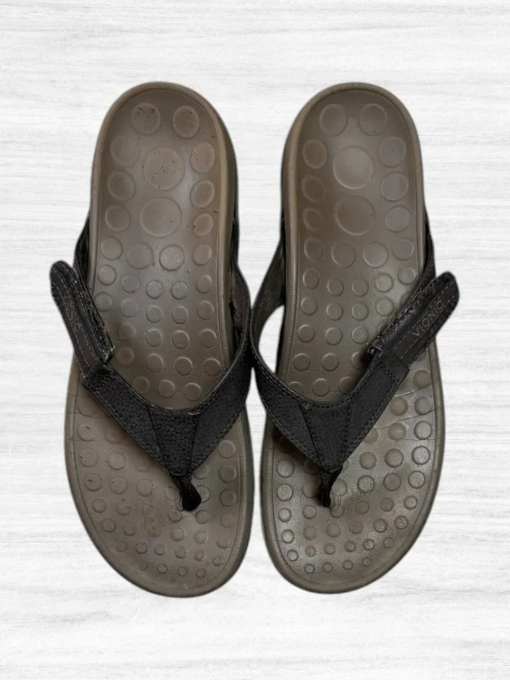 Vionic Orthaheel Brown Adjustable Thong Sandals Arch Support Comfort Shoes 11